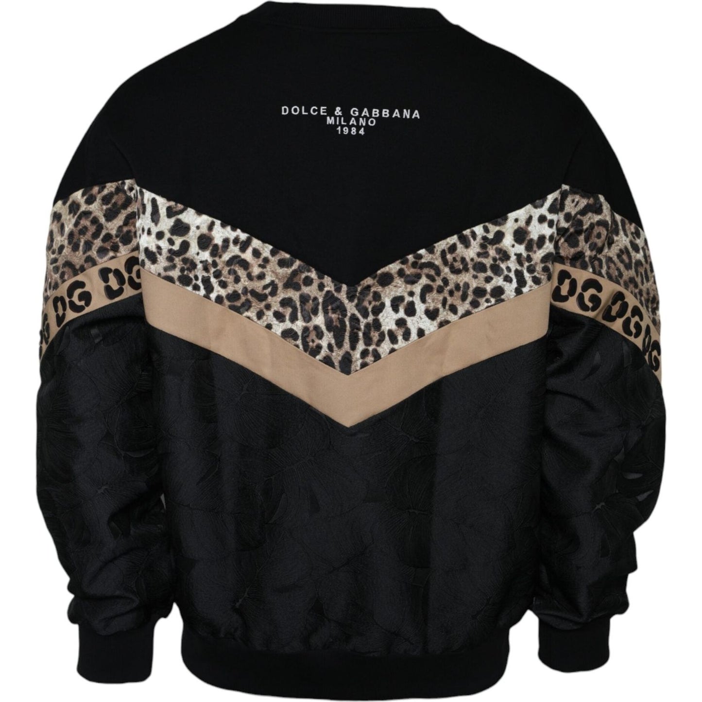 Dolce & Gabbana Black Leopard Crew Neck Sweatshirt Sweater Dolce & Gabbana