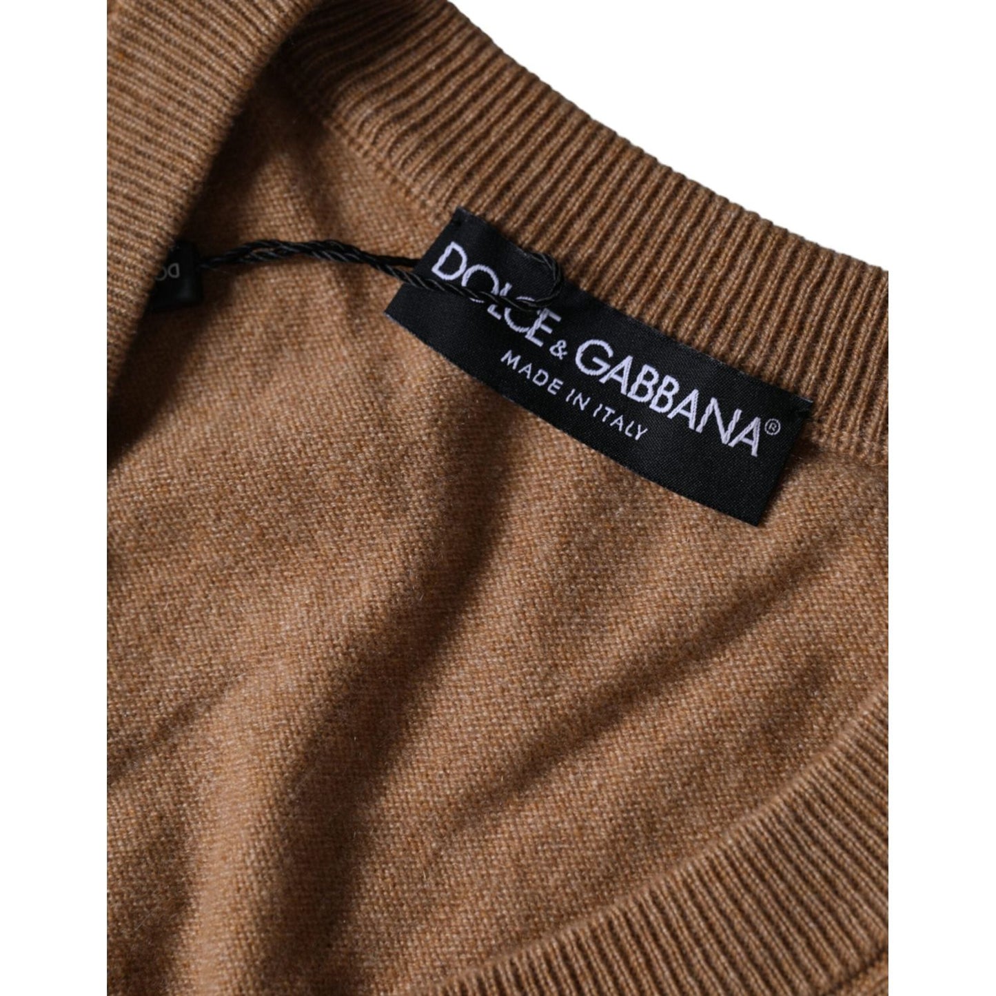 Dolce & Gabbana Brown Cashmere Knit V-neck Pullover Sweater Dolce & Gabbana