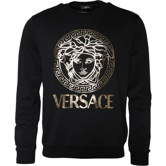 Versace Black Medusa Fleece Cotton Crew Neck Sweatshirt Sweater Versace