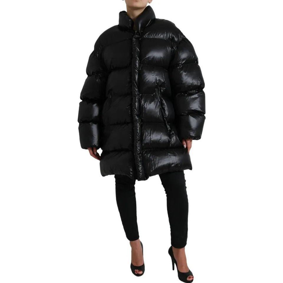 Dolce & Gabbana Black Puffer Quilted Full Zip Coat Jacket Dolce & Gabbana