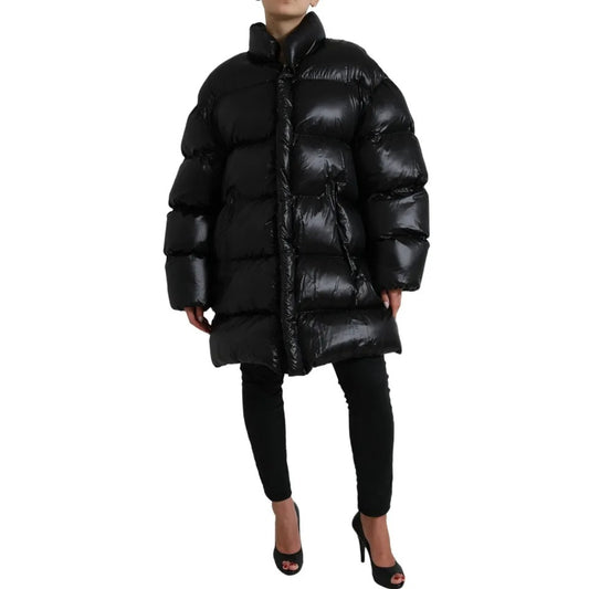 Dolce & Gabbana Black Puffer Quilted Full Zip Coat Jacket Dolce & Gabbana