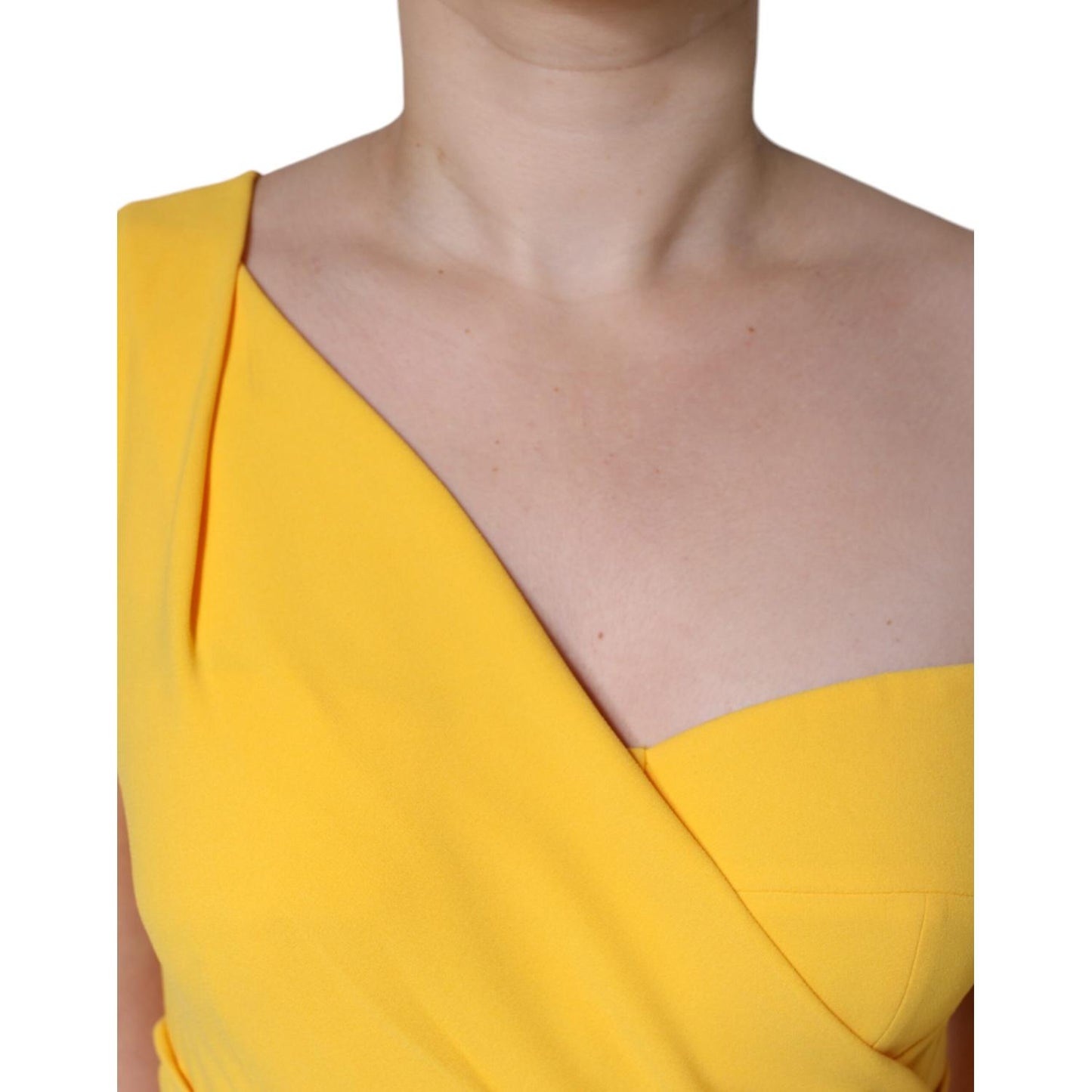 Dolce & Gabbana Yellow One Shoulder Side Slit Midi Dress Dolce & Gabbana