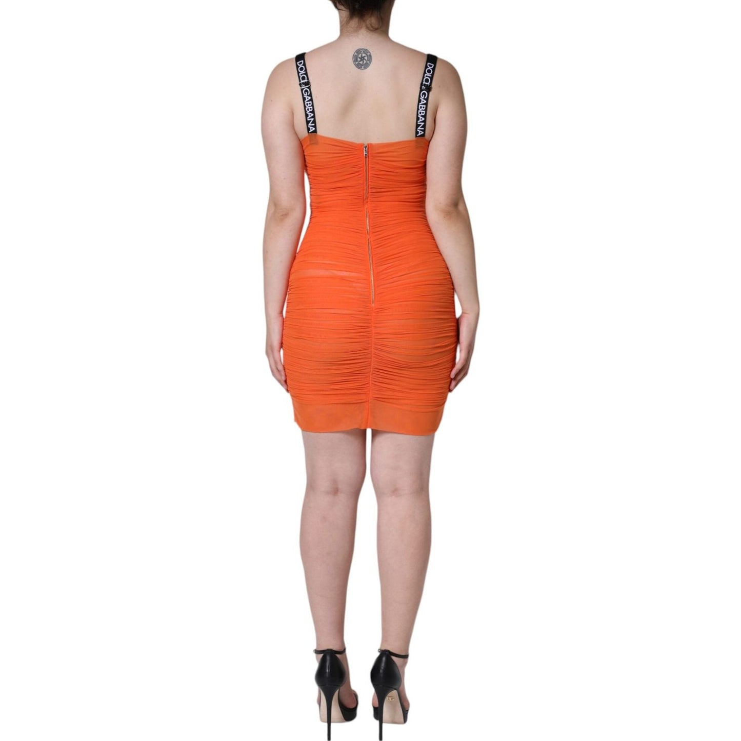 Dolce & Gabbana Orange Nylon Bodycon Sheath Mini Dress Dolce & Gabbana