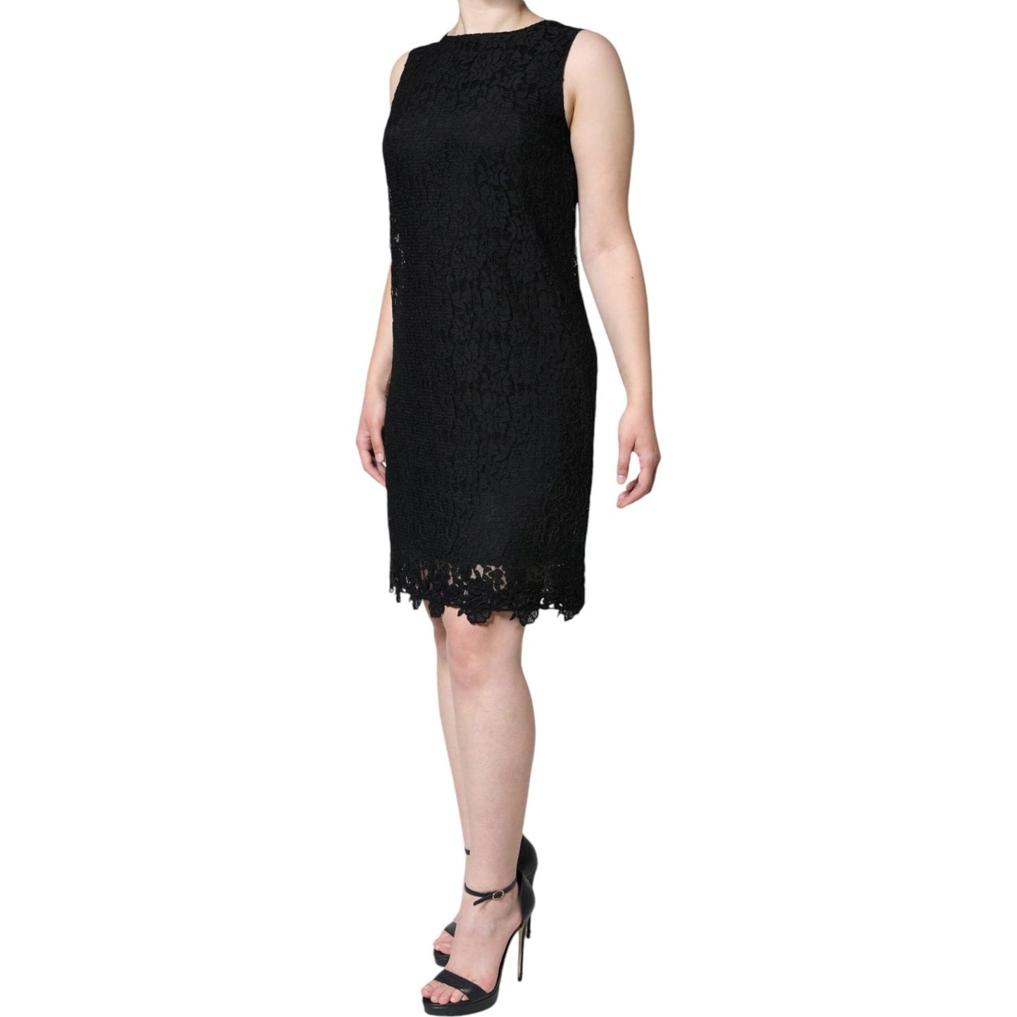 Dolce & Gabbana Black Floral Lace Sheath Sleeveless Mini Dress Dolce & Gabbana