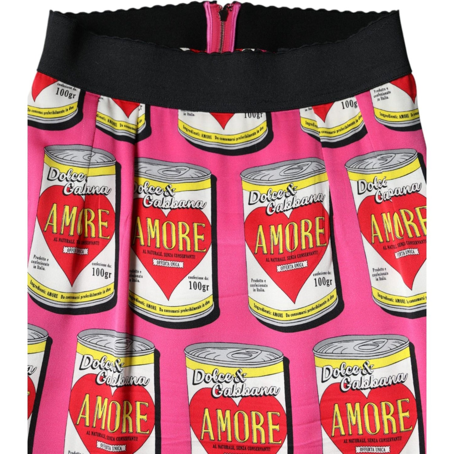 Dolce & Gabbana Pink AMORE Silk High Waist Pencil Cut Skirt Dolce & Gabbana