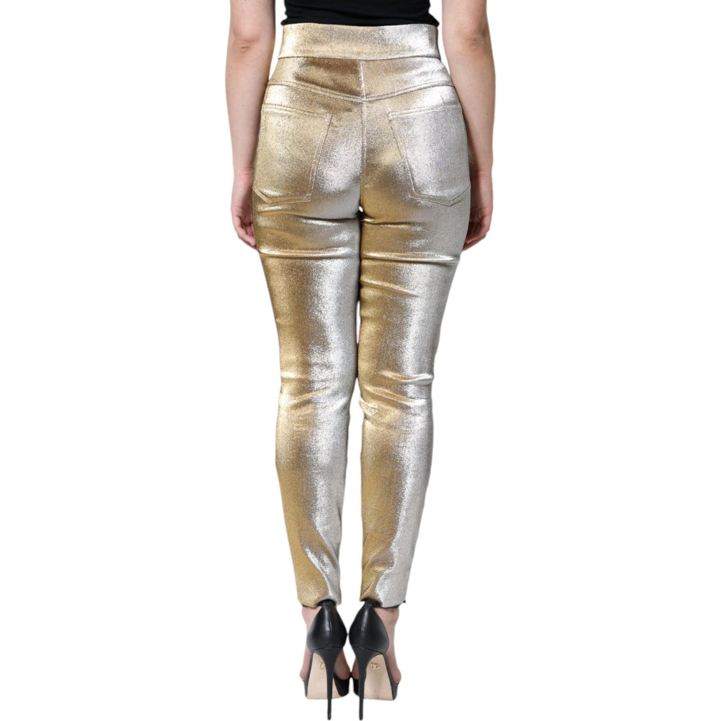 Dolce & Gabbana Metallic Gold High Waist Skinny Pants Dolce & Gabbana