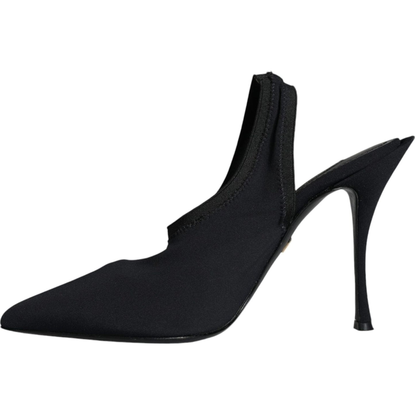 Dolce & Gabbana Black Jersey Stretch Heels Slingback Shoes Dolce & Gabbana