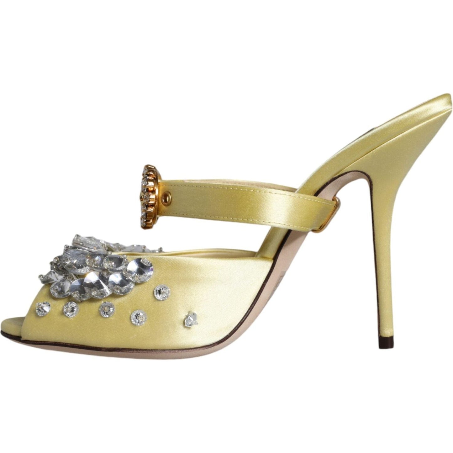 Dolce & Gabbana Yellow Mary Janes Satin Crystal Sandals Shoes Dolce & Gabbana