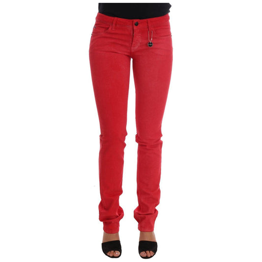 Costume National Radiant Red Super Slim Designer Jeans Costume National