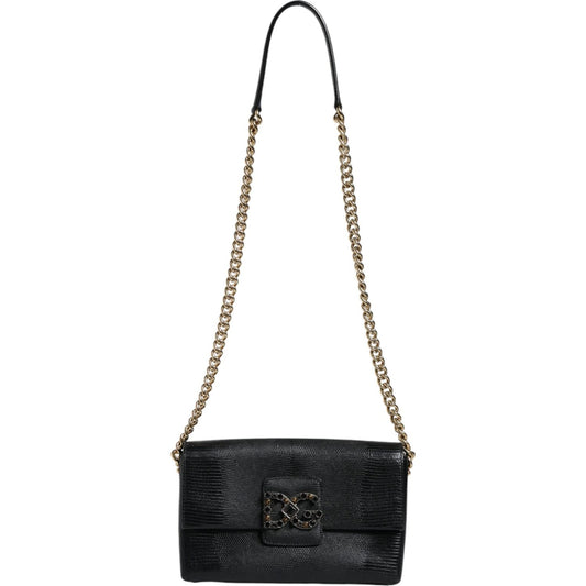 Dolce & Gabbana Black Leather DG Millennials Crystal Crossbody Bag Dolce & Gabbana