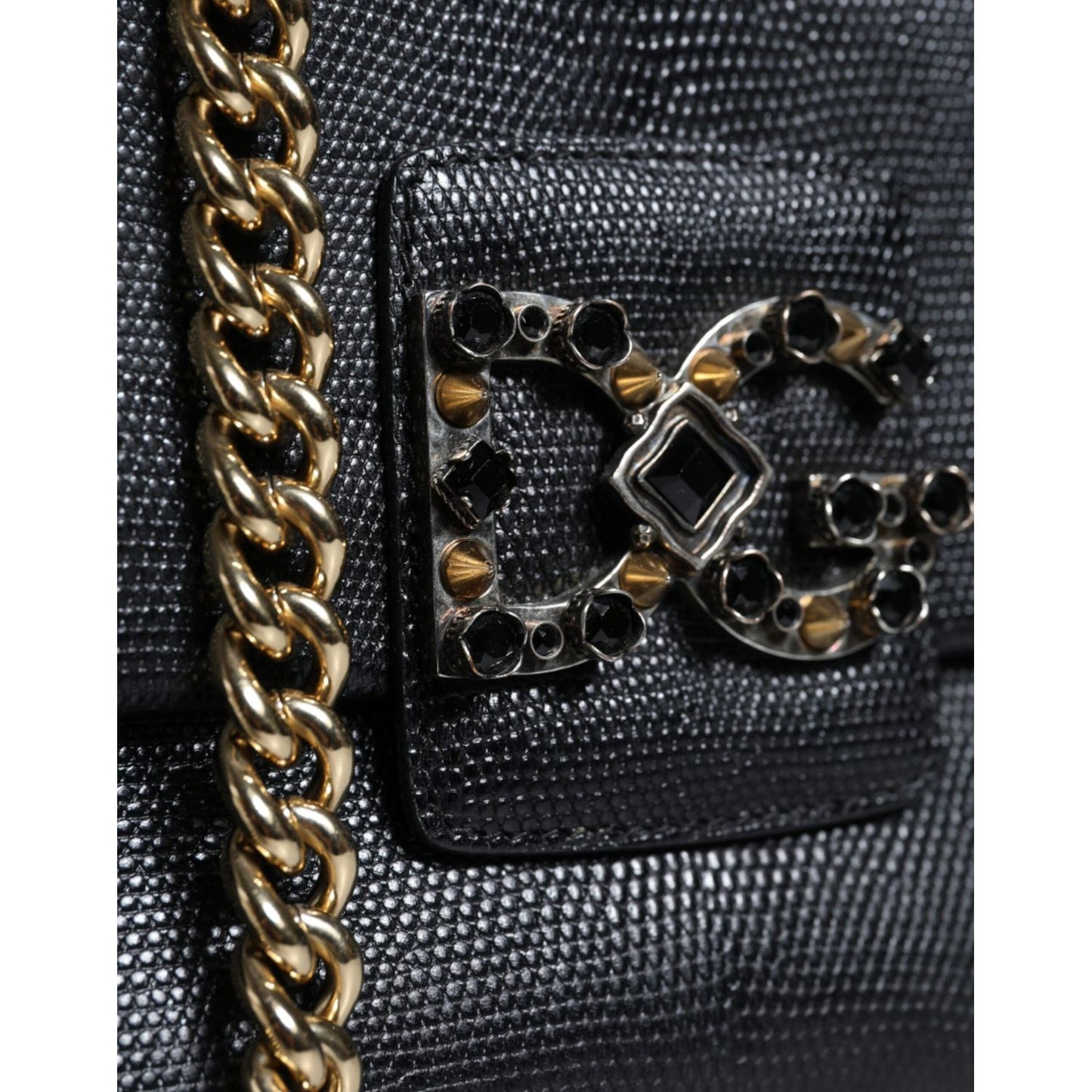 Dolce & Gabbana Black Leather DG Millennials Crystal Crossbody Bag Dolce & Gabbana