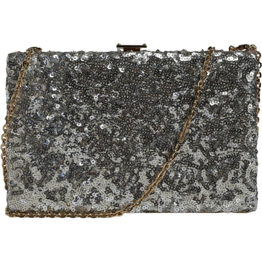 Dolce & Gabbana Silver Sequined Clutch Evening Crossbody Bag Dolce & Gabbana