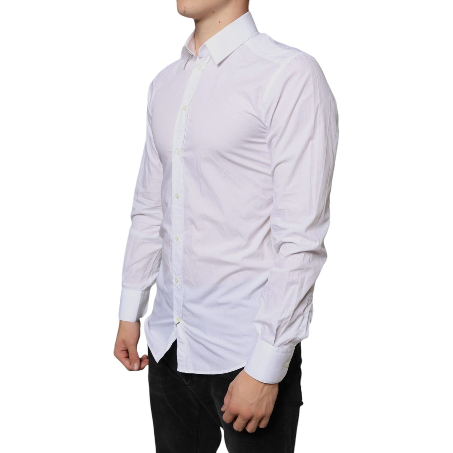 Dolce & Gabbana White Cotton Collared Men Formal Dress Shirt Dolce & Gabbana