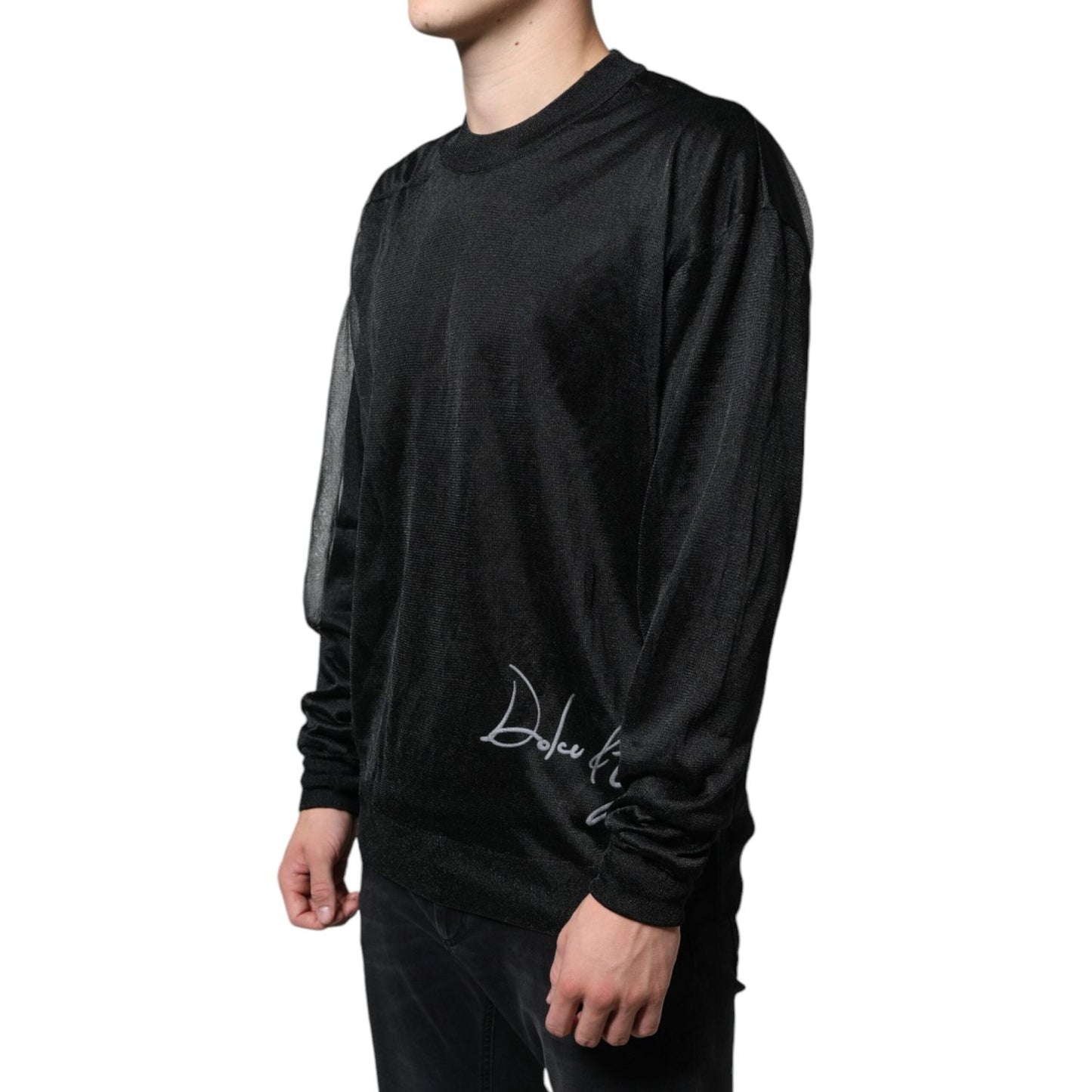 Dolce & Gabbana Black Polyester Pullover Sweatshirt Sweater Dolce & Gabbana