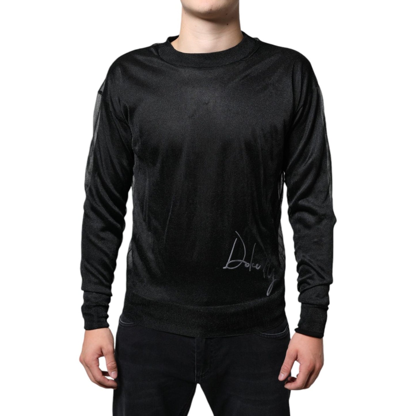 Dolce & Gabbana Black Polyester Pullover Sweatshirt Sweater Dolce & Gabbana