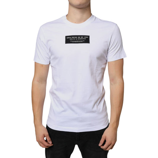 Dolce & Gabbana White Cotton DG Applique Casual T-shirt Dolce & Gabbana