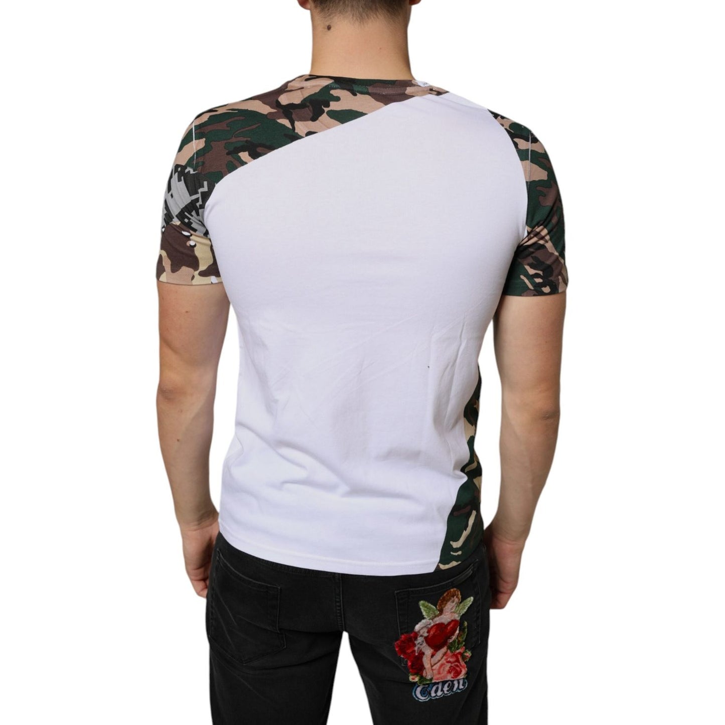 Dolce & Gabbana White Camouflage Stars Crew Neck T-shirt Dolce & Gabbana