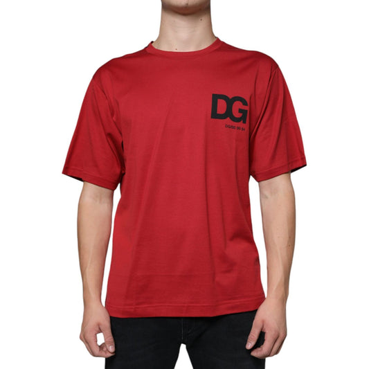 Dolce & Gabbana Red Cotton DG Logo Print Crew Neck T-shirt Dolce & Gabbana