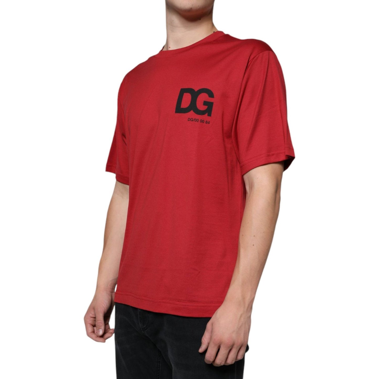 Dolce & Gabbana Red Cotton DG Logo Print Crew Neck T-shirt Dolce & Gabbana