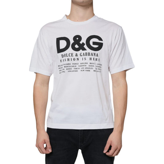 Dolce & Gabbana White Cotton DG Logo Print Casual T-shirt Dolce & Gabbana