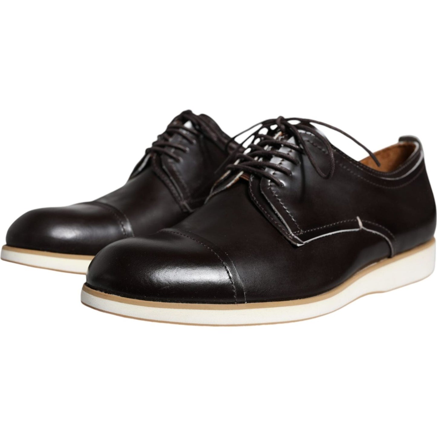 Pollini Black White Leather Lace Up Men Dress Formal Shoes Pollini