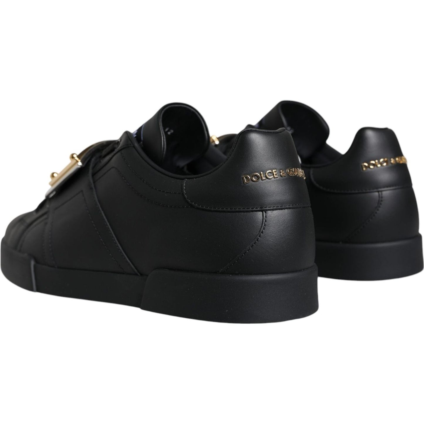 Dolce & Gabbana Black Leather Low Top Portofino Sneakers Shoes Dolce & Gabbana