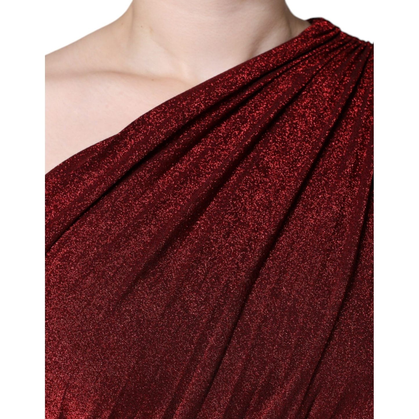 Dolce & Gabbana Red One Shoulder Pleated A-line Mini Dress Dolce & Gabbana