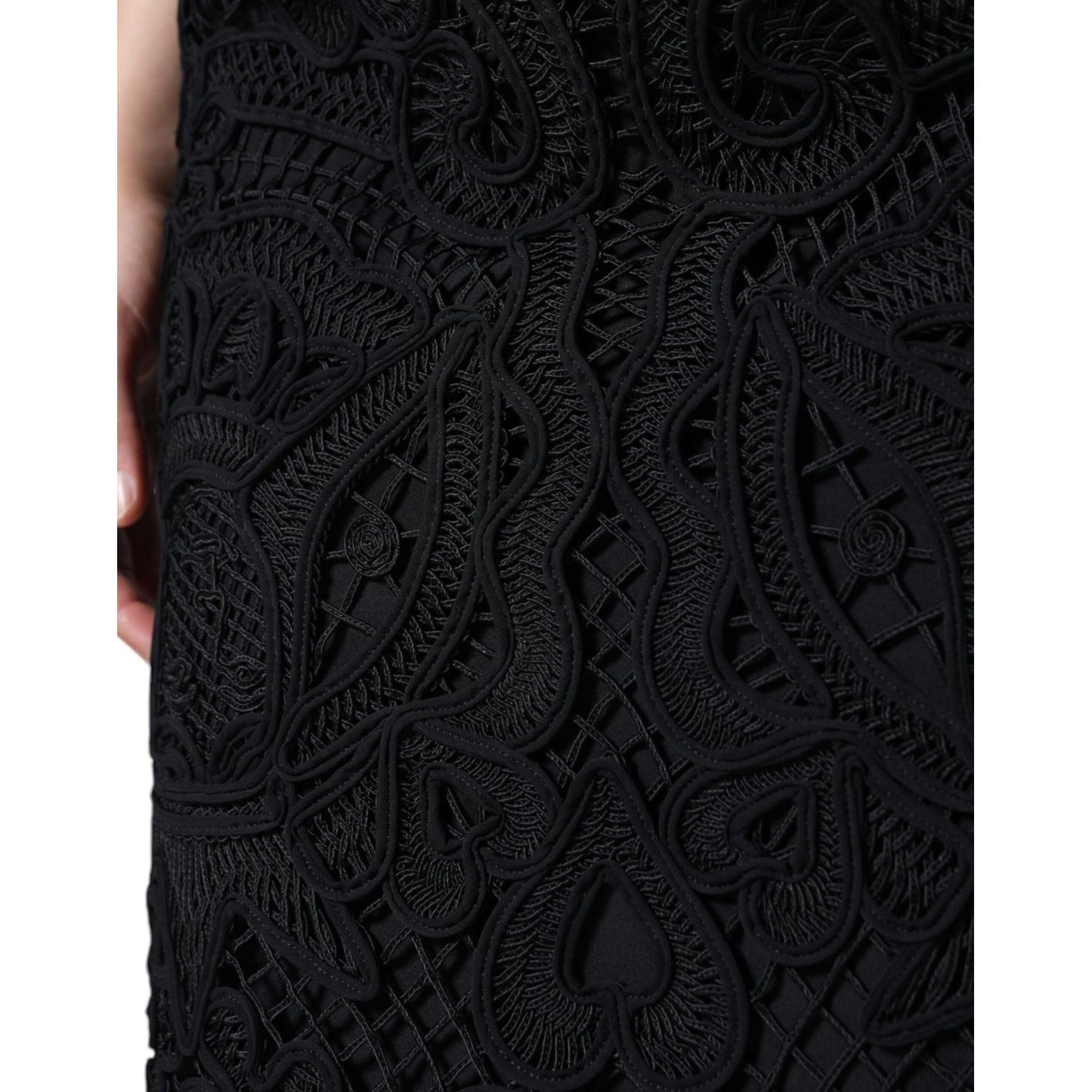 Dolce & Gabbana Black Floral Lace HighWaist Pencil Cut Skirt Dolce & Gabbana