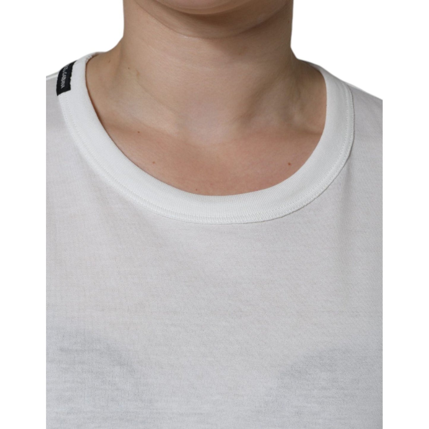 Dolce & Gabbana White Cotton Crew Neck Short Sleeve T-shirt Dolce & Gabbana