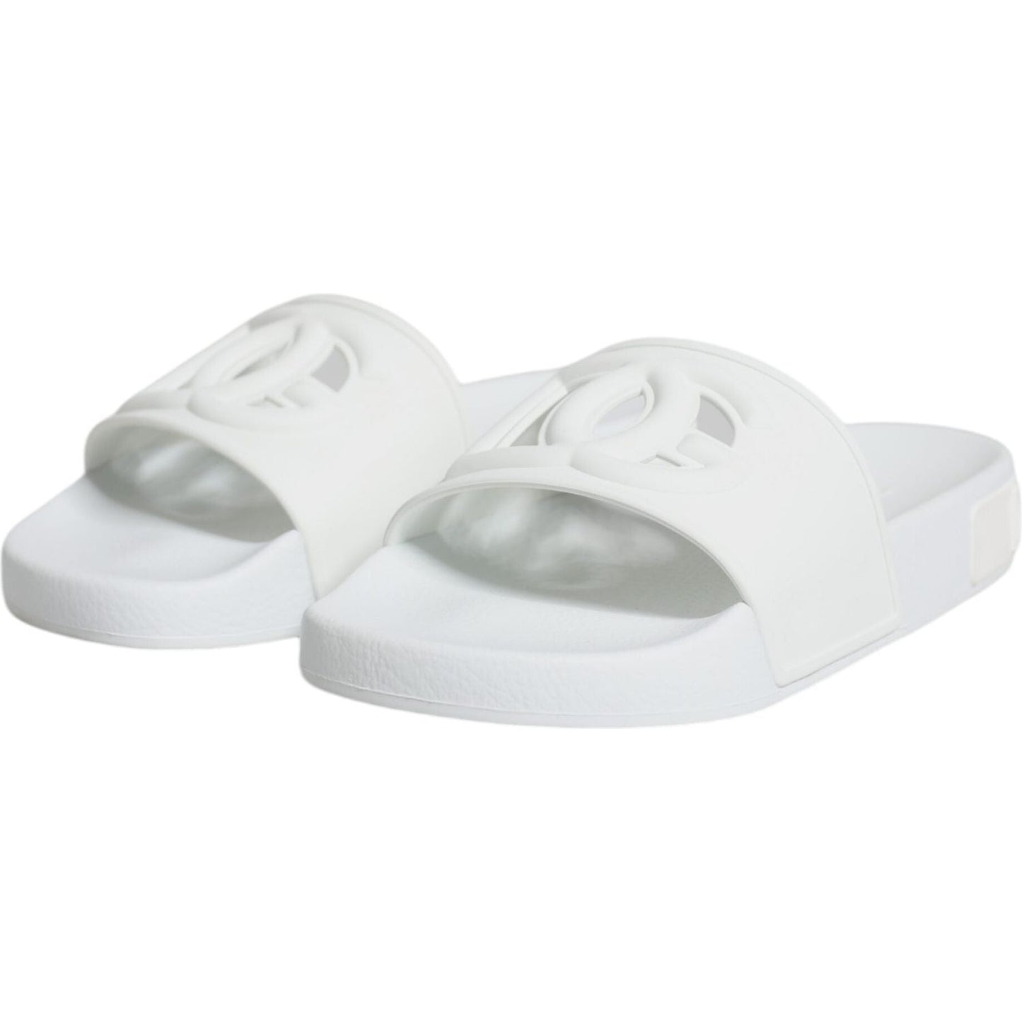 Dolce & Gabbana White Rubber Slides Sandals Beachwear Shoes Dolce & Gabbana