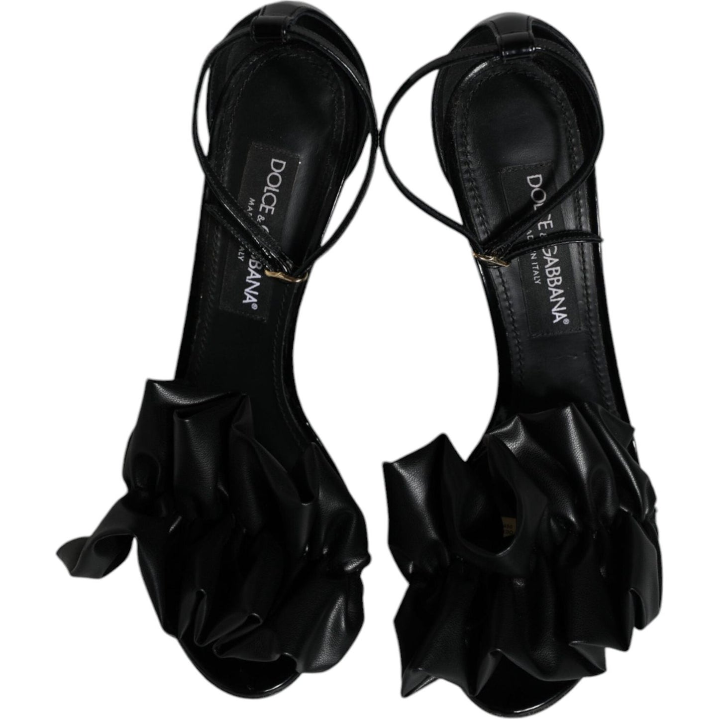 Dolce & Gabbana Black Leather Ankle Strap Heel Sandals Shoes Dolce & Gabbana