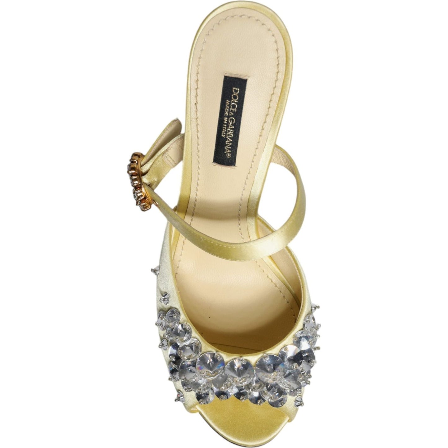 Dolce & Gabbana Yellow Crystal Slides Heels Sandals Shoes Dolce & Gabbana