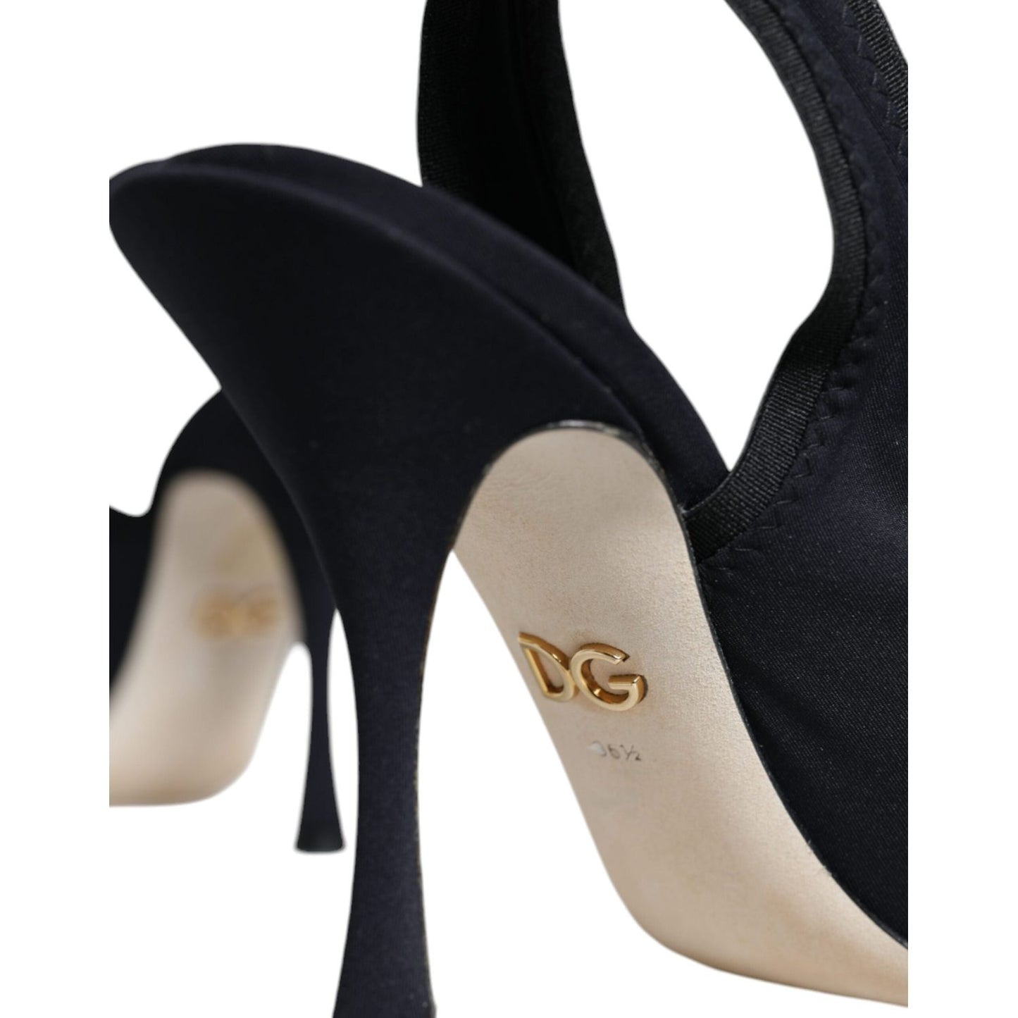 Dolce & Gabbana Black Jersey Stretch Heels Slingback Shoes Dolce & Gabbana