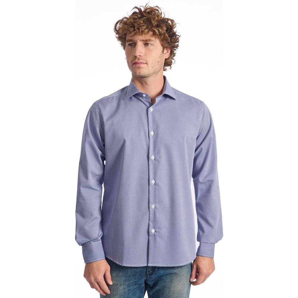 Baldinini Trend Blue Cotton Men Shirt Baldinini Trend