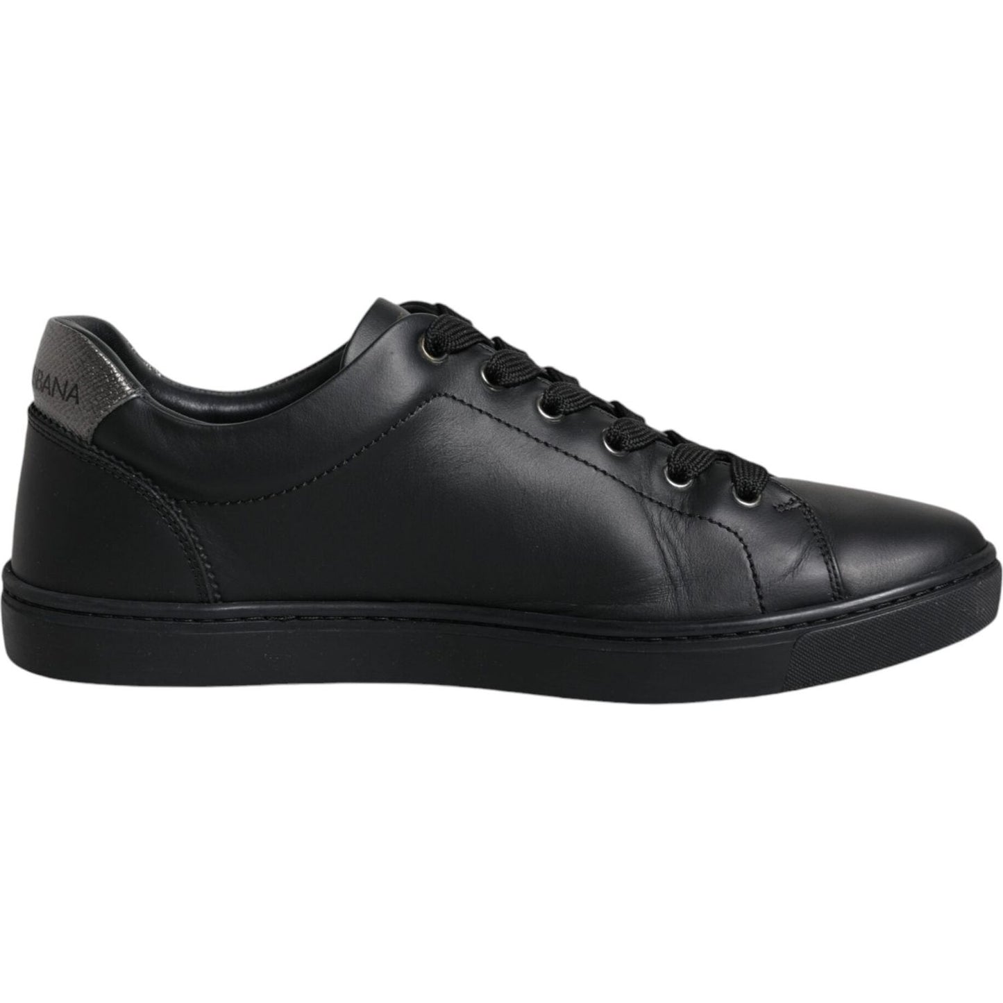 Dolce & Gabbana Black Leather Heart Embellished Sneakers Shoes Dolce & Gabbana