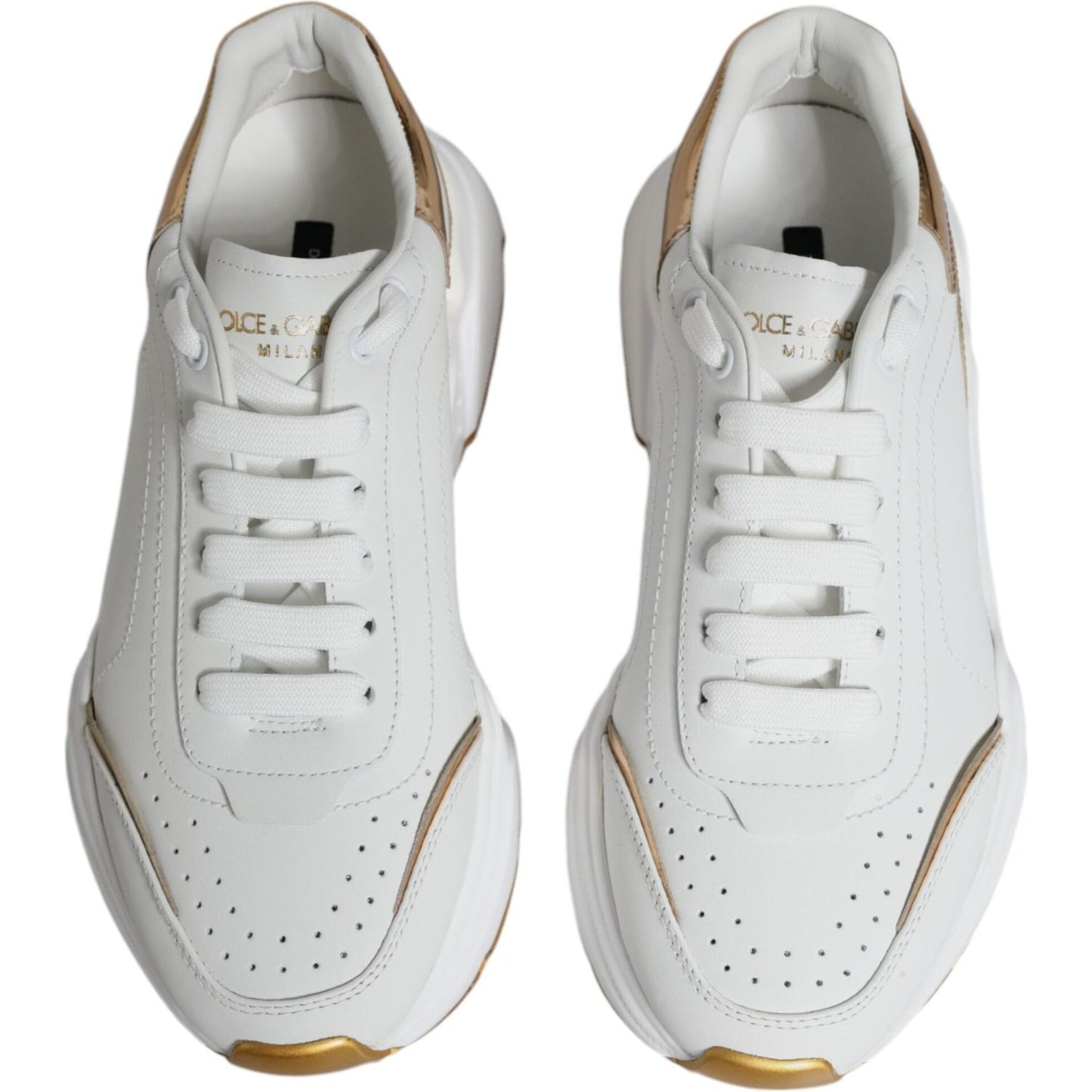 Dolce & Gabbana Gold White Daymaster Low Top Sneakers Shoes Dolce & Gabbana