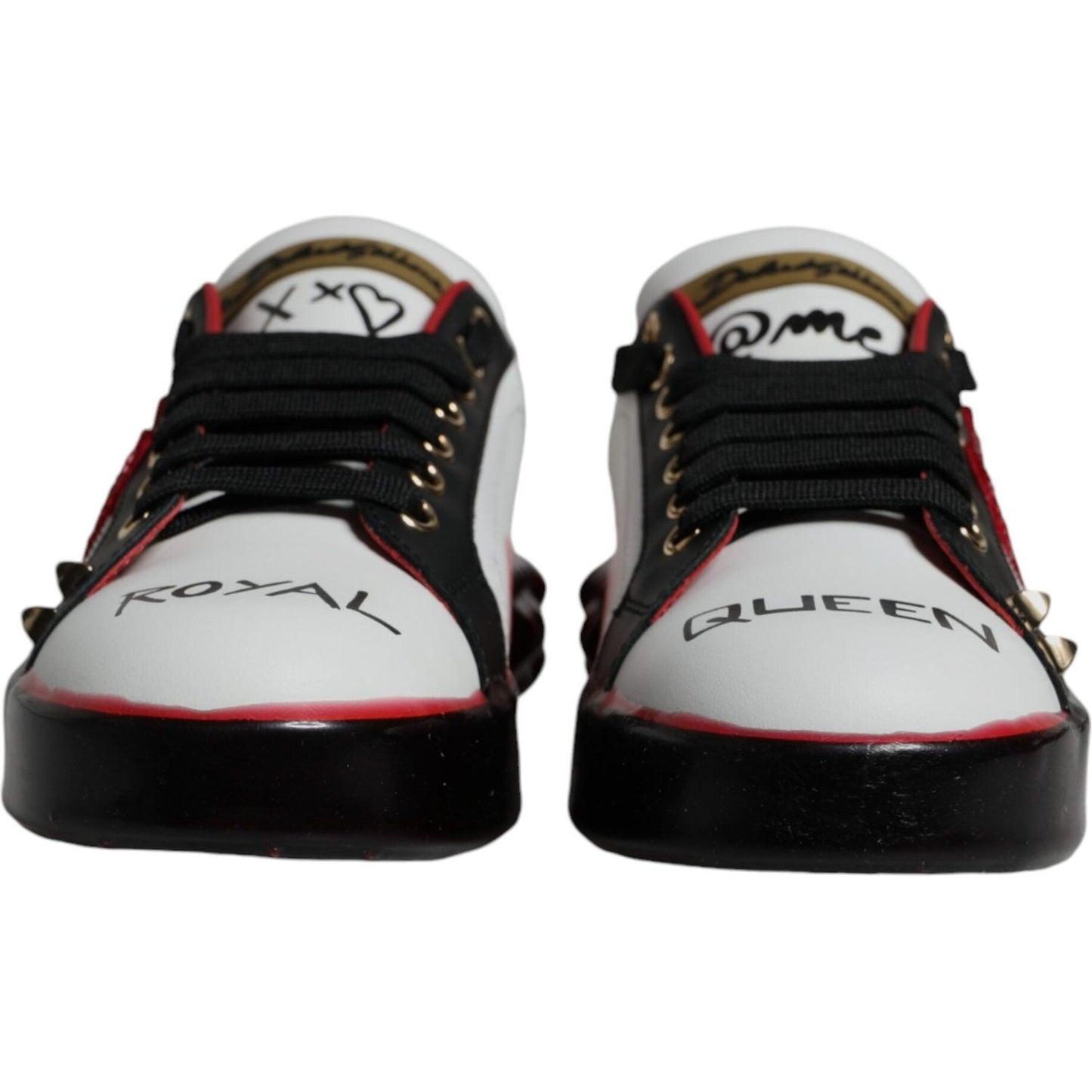 Dolce & Gabbana White Red Crystals Leather Portofino Sneakers Shoes Dolce & Gabbana