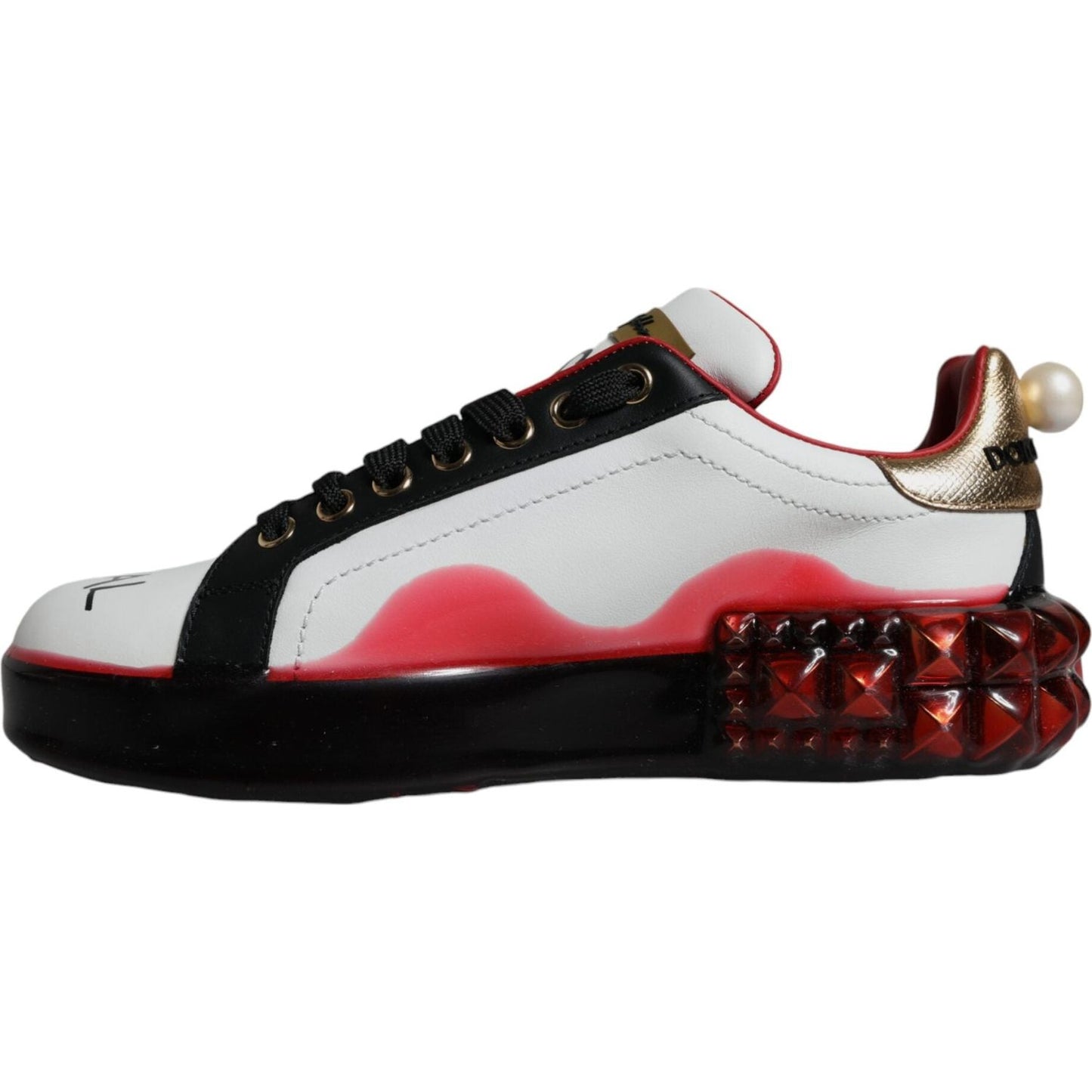 Dolce & Gabbana White Red Crystals Leather Portofino Sneakers Shoes Dolce & Gabbana