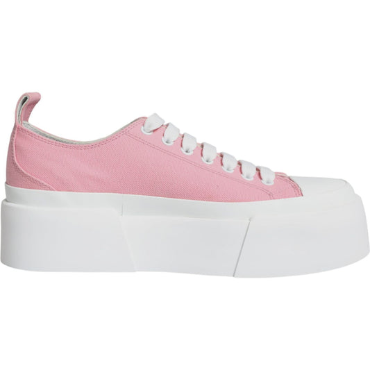 Dolce & Gabbana Pink White Canvas Logo Low Top Sneakers Shoes Dolce & Gabbana