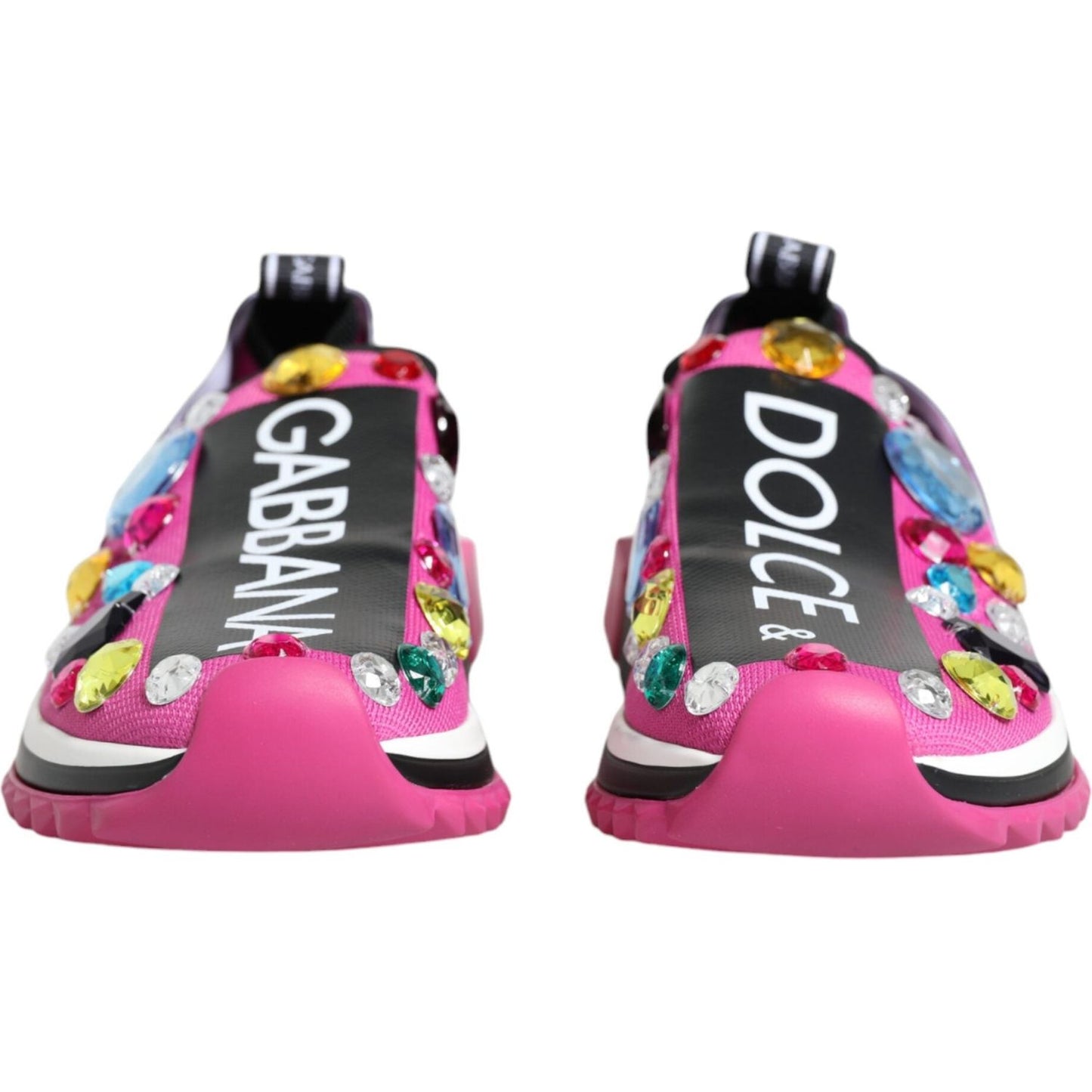 Dolce & Gabbana Pink Sorrento Crystals Low Top Sneakers Shoes Dolce & Gabbana