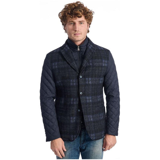 Roberto Pepe Luxury Blue Wool Mens Jacket Roberto Pepe Luxury