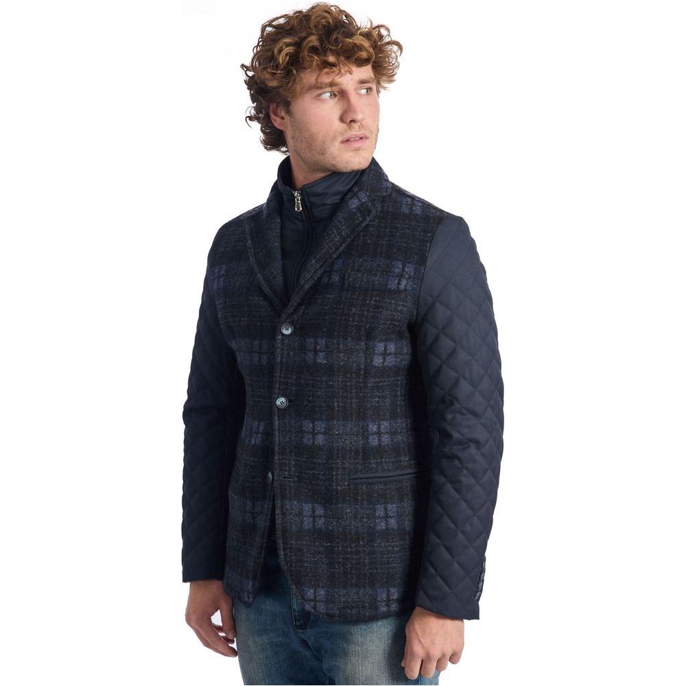 Roberto Pepe Luxury Blue Wool Mens Jacket Roberto Pepe Luxury