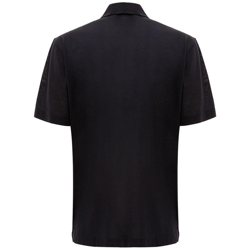 Corneliani Black Silk Polo Shirt Corneliani