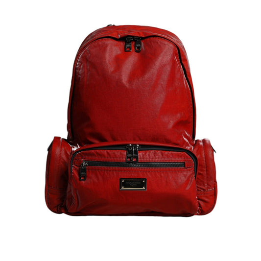 Dolce & Gabbana Red Patent Leather Logo Plaque Backpack Bag Dolce & Gabbana