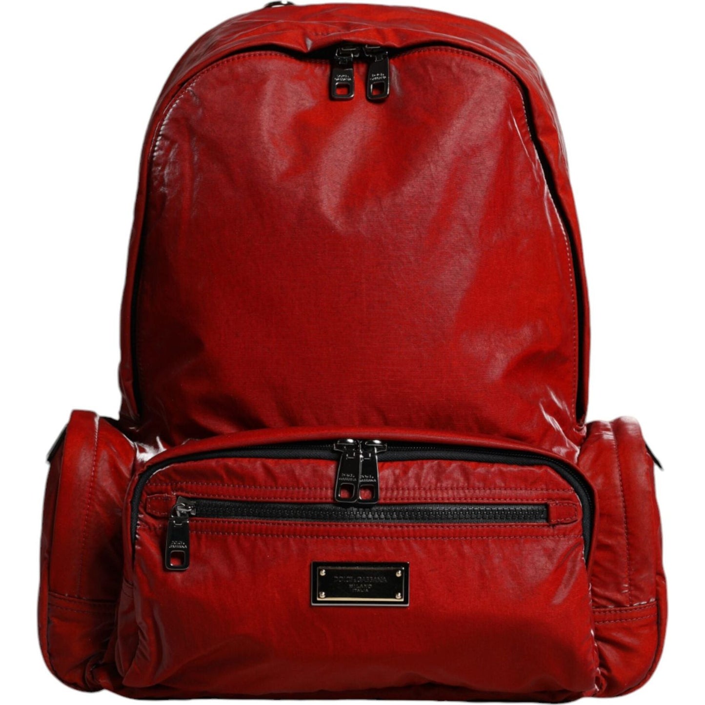 Dolce & Gabbana Red Patent Leather Logo Plaque Backpack Bag Dolce & Gabbana