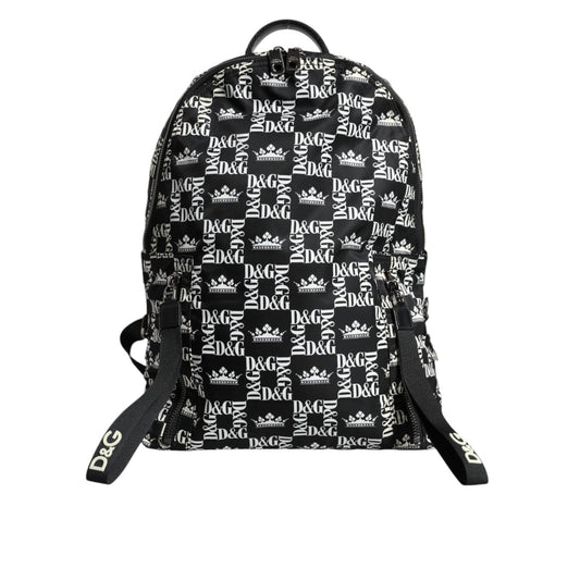 Dolce & Gabbana Black White DG Crown Logo Nylon Backpack Bag Dolce & Gabbana