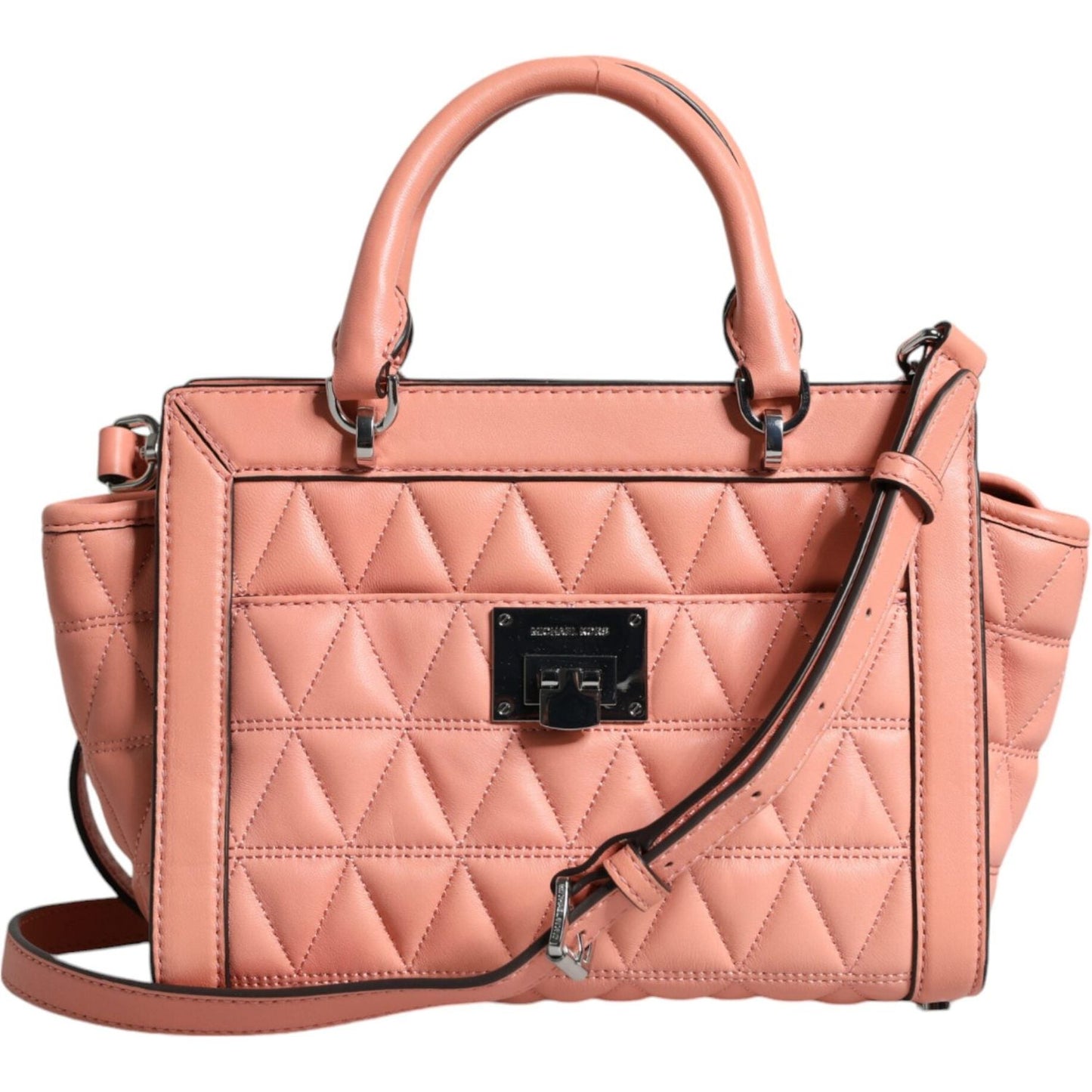 Michael Kors Peach Quilted Leather Logo Crossbody VIVIANNE Messenger Bag Michael Kors