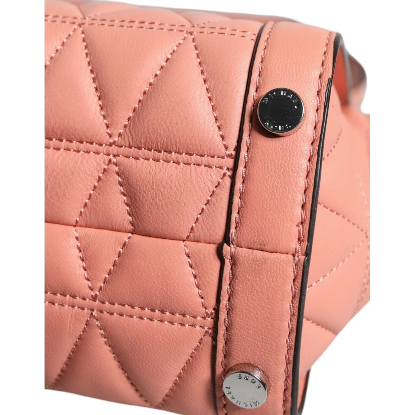 Michael Kors Peach Quilted Leather Logo Crossbody VIVIANNE Messenger Bag Michael Kors