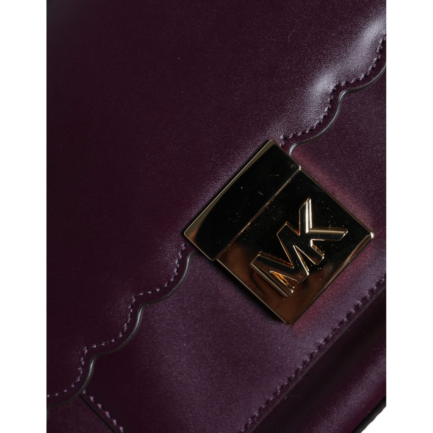 Michael Kors Purple Leather Logo Plaque Crossbody MINDY Satchel Bag Michael Kors