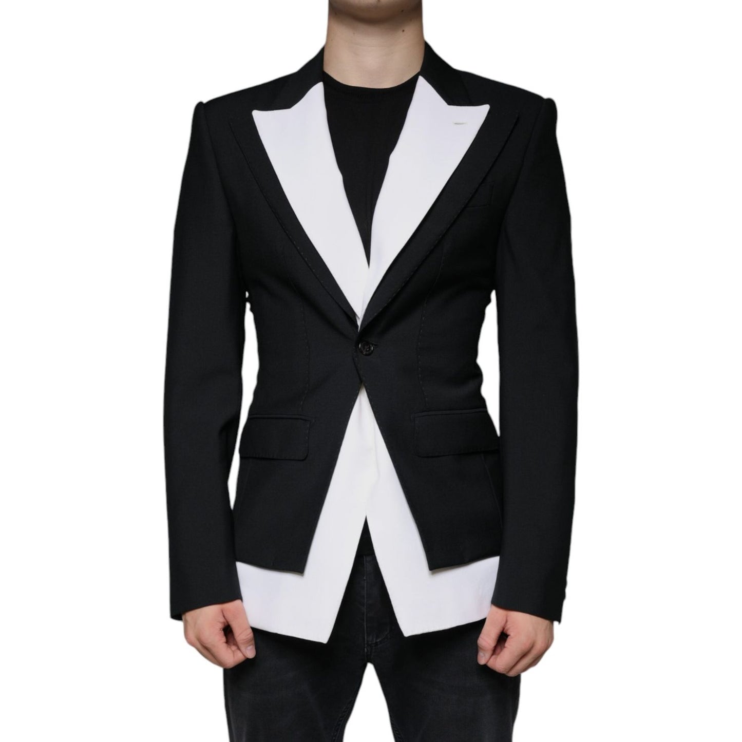 Dolce & Gabbana Black White Single Breasted Dress Blazer Dolce & Gabbana